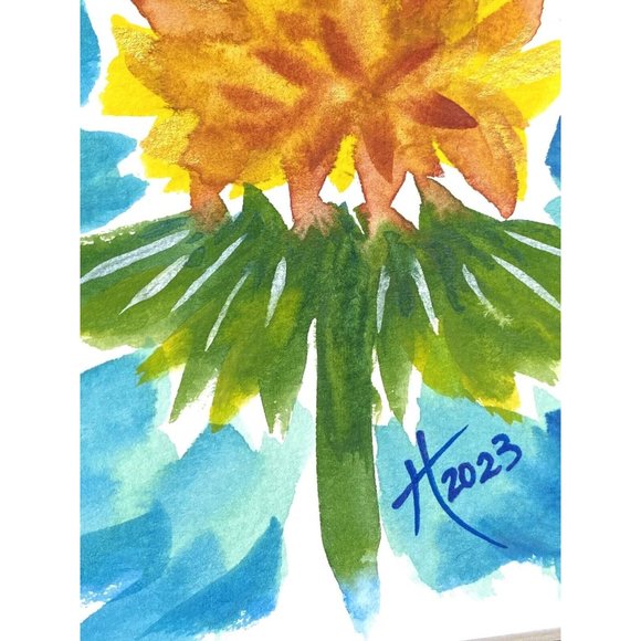 Dandelion Dreams - Original Wall Art Handmade Matted Watercolor Painting 8x10in - Picture 6 of 8